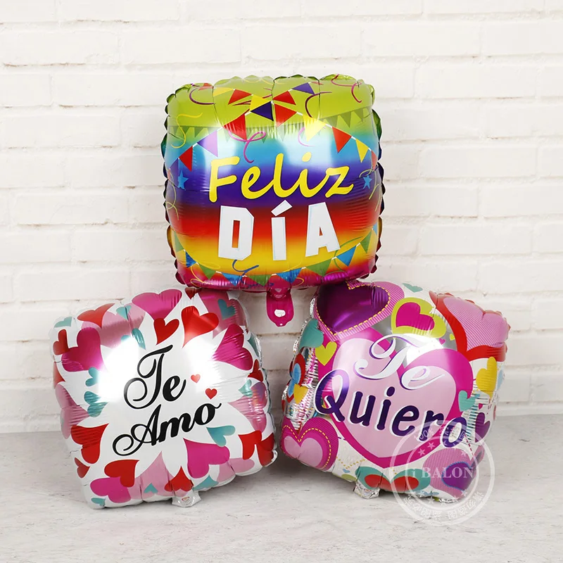 30pcs 18inch Spanish Feliz dia Te amo square shape helium balloons Mother birthday party supplies wedding Love Globos Mama gifts