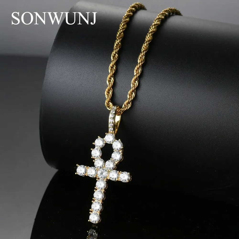 

Hip Hop Anha cross Pendant Copper Micro pave with CZ stones Necklace Jewelry for men and women CN019