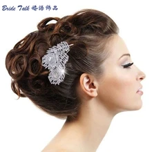 Women Wedding Dual Peacock Feather Hair Comb Tiara Drop Rhinestone Crystal Hair Accessories Bridal Jewelry Free Shipping 2849