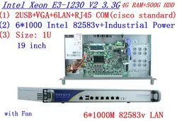 1U сервер брандмауэр сервер сети с intel 6*82583 В Gigabit lan Inte 4 ядра Xeon E3-1230 V2 3,3 г 4 г Оперативная Память 500 г HDD