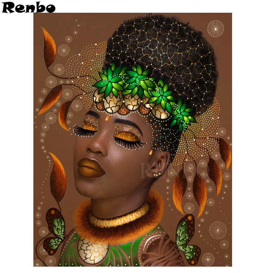 

Diamond mosaic Africa women butterfly 5d diy Diamond Painting Cross Stitch portrait of Rhinestone diamond Embroidery Home Decor