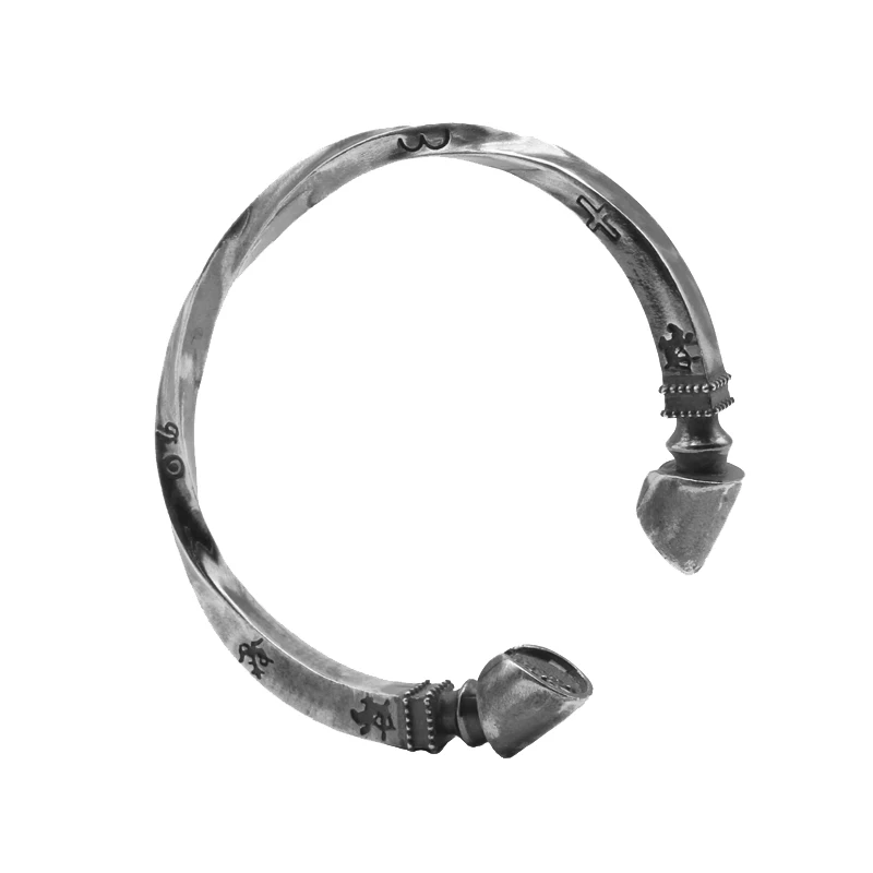 

Twisted Horseshoe Cuff Bangle Bracelet For Women 100% Solid Sterling Silver 925 Handmade Antique Thai Silver Women Jewelry Gifts