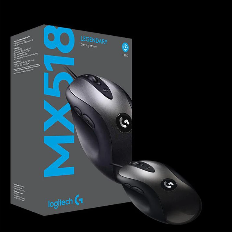 Pаспродажа Оригинальная Классическая игровая мышь Logitech MX518, 16000 точек дюйм, программируемая мышь, обновленная от MX500 510 для CSGO LOL OW PUGB
