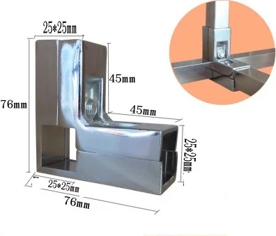 Алюминий 25x25 мм квадратная труба фитинги трубчатый зажим держатель соединитель локоть тройник одежда полка Соединительный соединитель отображения Stora - Цвет: 3 Ways
