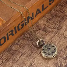 Винтажные карманные бронзовые часы Цвет кварцевые часы крутая цепь полые часы-Пентаграмма NGD88