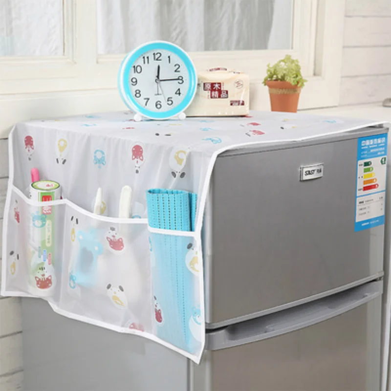 

Multifunction Dual-purpose Refrigerator Dust Proof Cover Fridge Cloth Waterproof Kitchen Storage Bags Pouch Organizer Flower 1PC