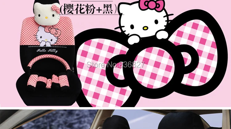 Женский милый мультфильм «Hello Kitty» для девочек, Розовый Универсальный комплект для сиденья автомобиля