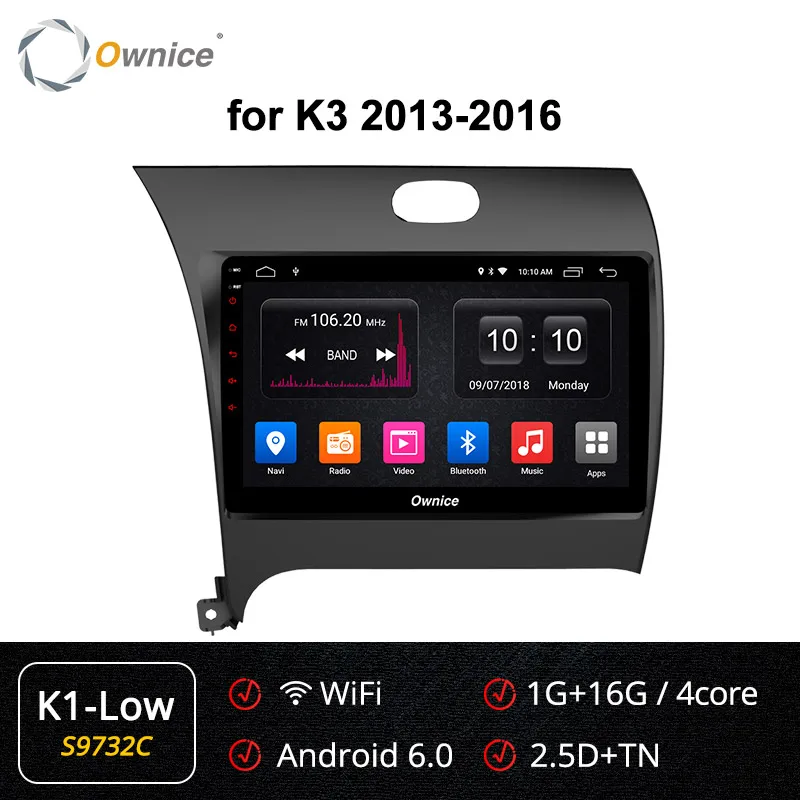 Ownice Android 9,0 Восьмиядерный автомобильный Радио плеер DVD 4 Гб+ 64 Гб gps Navi для Kia Cerato K3 Forte 2013 k3 k5 k6 DSP 4G - Цвет: S9732 K1-Low