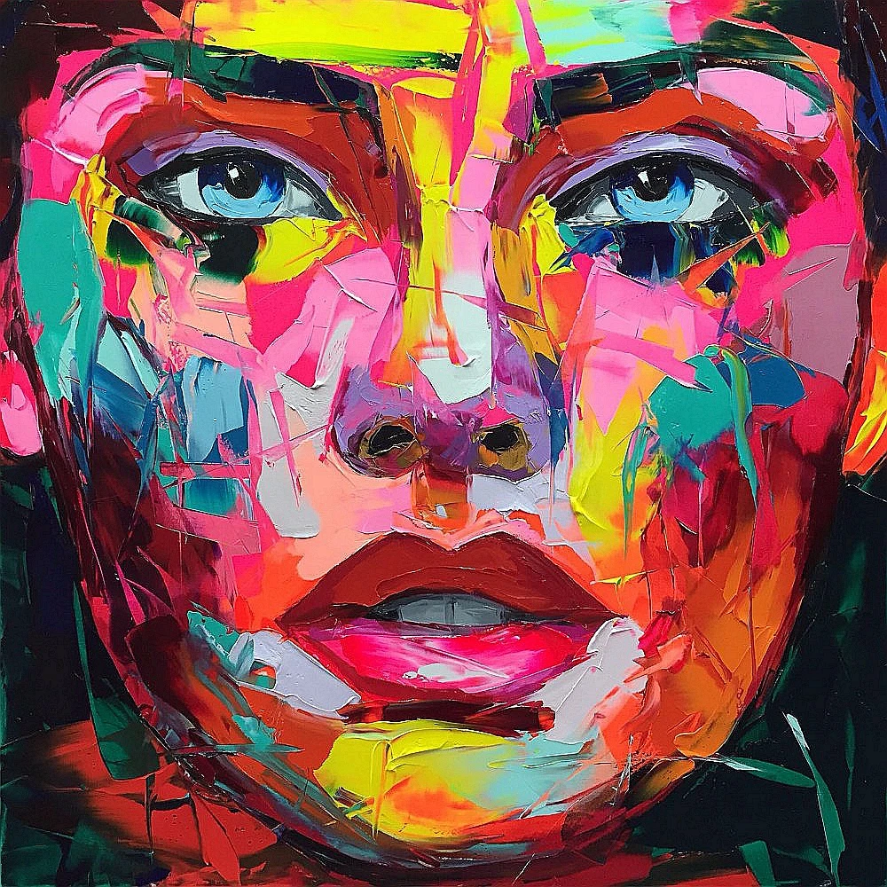 Hand Painted Cool Woman Wall Art Canvas Painting Abstract Artwork Face Colorful Knife Painting For Office Bathroom Wall Decor Canvas Abstract Oil Painting Canvascanvas Custom Aliexpress