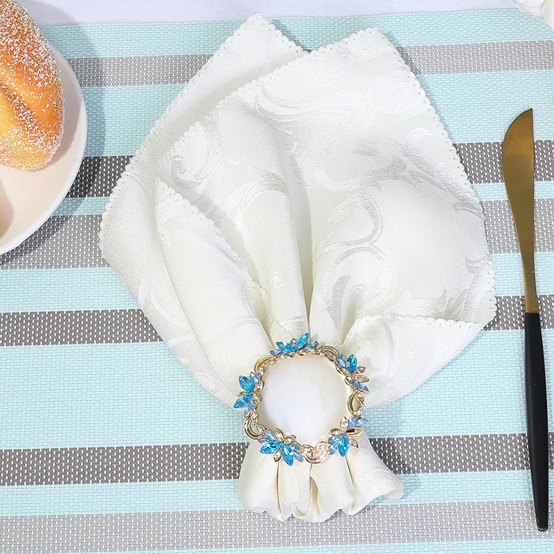 

50PCS creative metal napkin ring flower imitation jade napkin ring cocktail jewelry home furnishings