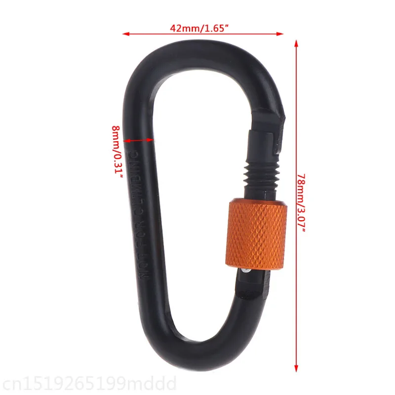 

8cm Aluminum D Shape Carabiner Locking Backpack Buckle Outdoor Key Clip Chain