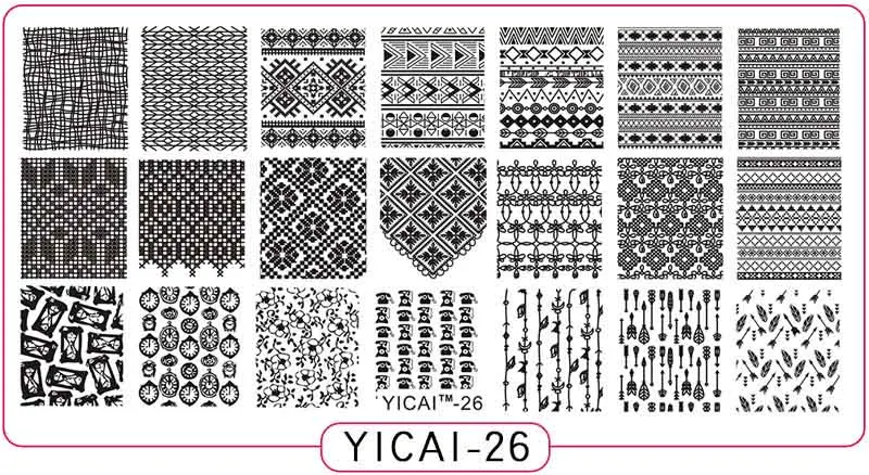 YICAI(1-40) серия-изображения пластины для штамповки ногтей трафарет шаблон металл различные фулкавер цветок 1 шт. изображение штамп пластины - Цвет: 26