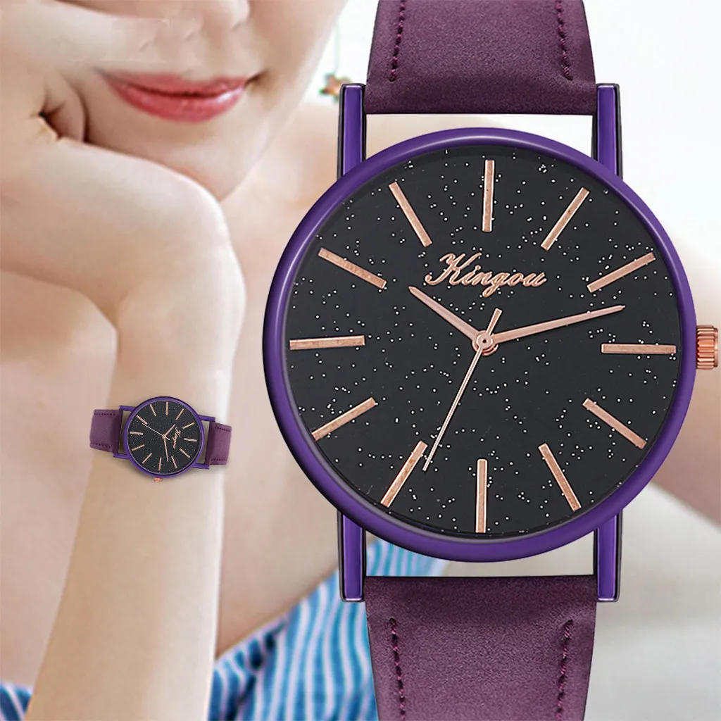 Звездное небо роскошные часы для женщин кожаный ремешок Reloj Mujer кварцевые