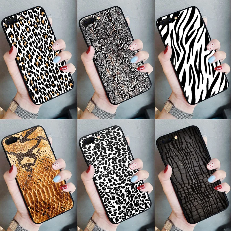 

IIOZO Phone Cases For iPhone XS XR XS Max X 8 7 6 6S Plus Cover Snake Leopard Animal Skin Texture Soft TPU Matte Silicone Case