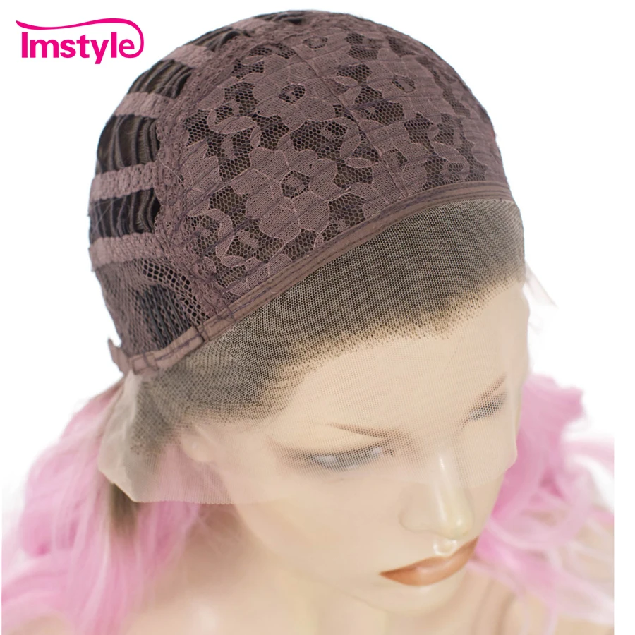 Imstyle Ombre розовый белый парик синтетический фронта шнурка три тона натуральные
