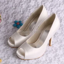 20 Цветов На Заказ Ручной Обычный Верхняя Высокие Каблуки Peep Toe Свадебные Туфли Цвета Слоновой Кости