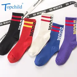 Topchild happy носки для девочек счастливый сплошной цвет письмо бум носки зимние толстые теплые носки унисекс повседневное удобные высокое Кач
