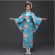 Японские пикантные юката с Оби Для женщин атлас кимоно хаори Новинка вечерние платье танцевальное костюм Цветочный один размер