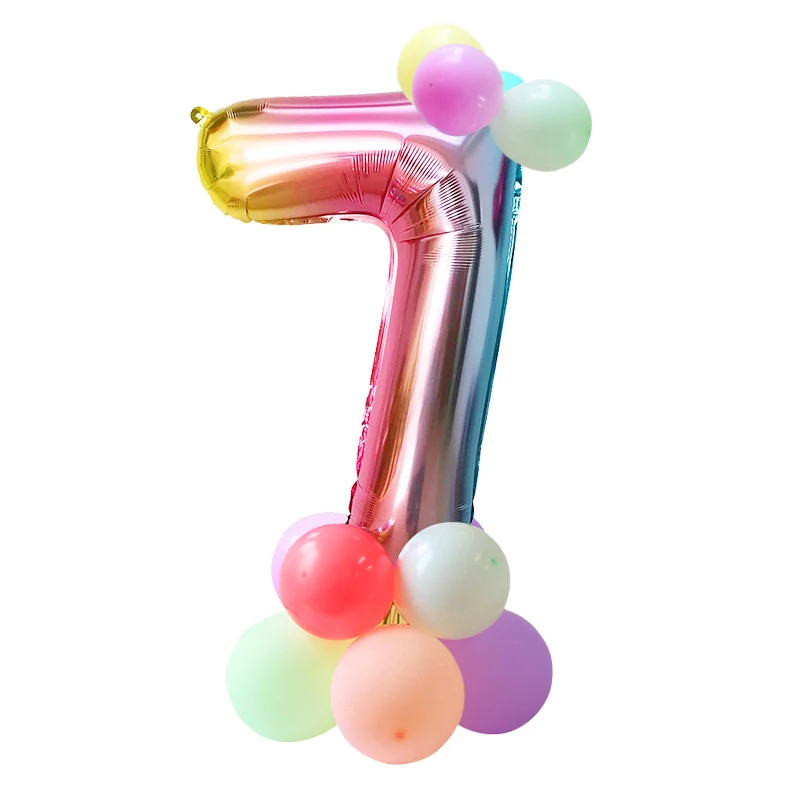 Радужные воздушные шары в виде единорога с днем рождения, 32 дюйма, градиентные воздушные шары из фольги с цифрами, украшения для вечеринки на день рождения, Детские вечерние шары в виде единорога - Цвет: 15pcs