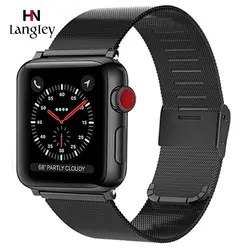 40 мм, длина-44 мм, ремешок для наручных часов Apple Watch 1/2/3/4 38 мм 42 мм ремешки наручных часов Milanese Сталь сетчатый ремешок Аксессуары для часов