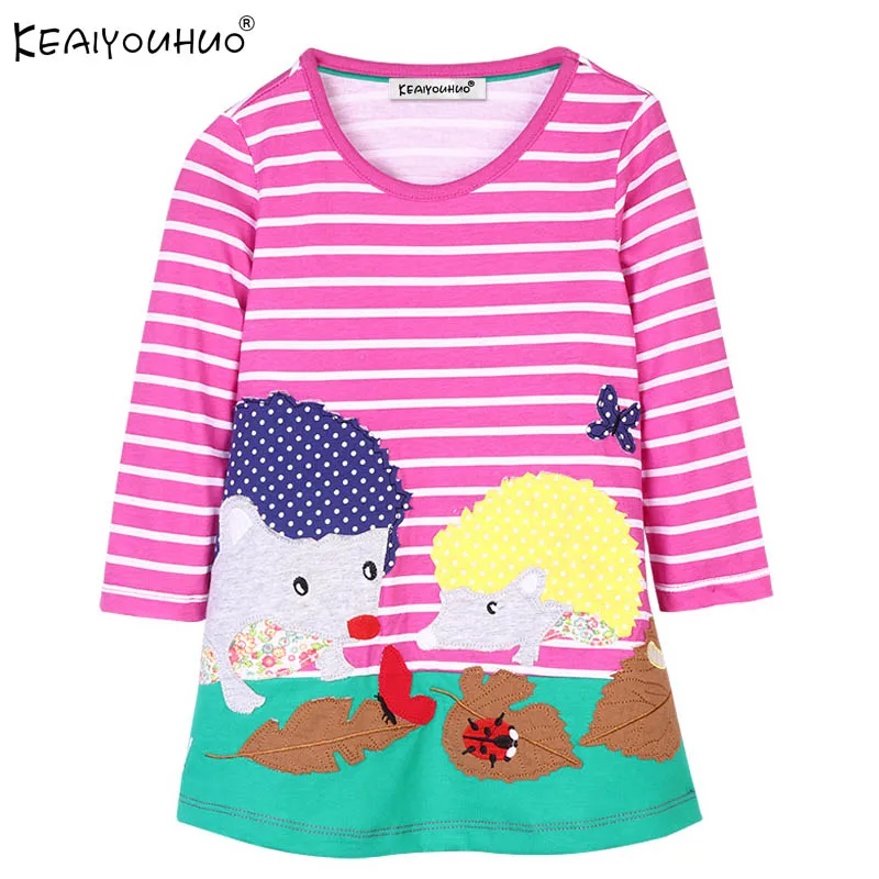 

KEAIYOUHUO Autumn Girls Dress Children Clothes Striped Cartoon Cotton Kids Dresses Girls Princess Halloween Party Dress Vestidos