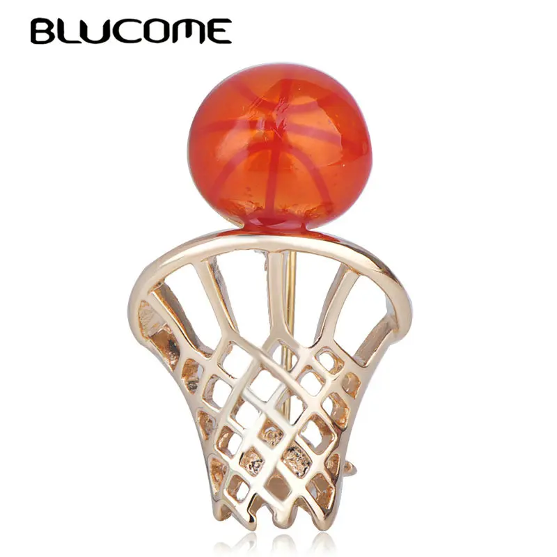 Fashion Basketball Shelf Sports Equipment Brooches Alloy Enamel Jewelry
