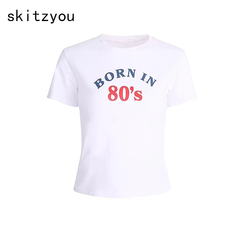 Skitzyou женская футболка 2018 летняя белая с буквенным принтом и коротким рукавом