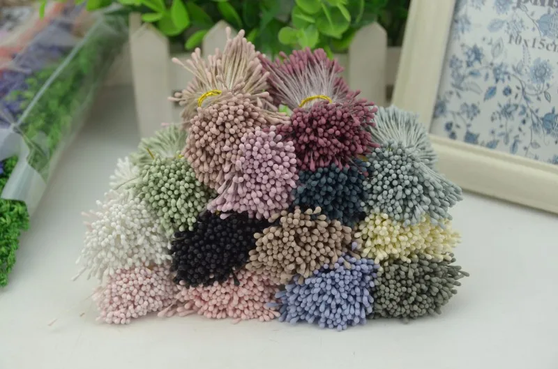 bulk dried flowers 400pcs 1mm Retro Matte Double Heads Mini Flower Stamen Pistil Wedding Decoration DIY Fake Christmas Scrapbooking Gift box craft Artificial & Dried Flowers near me