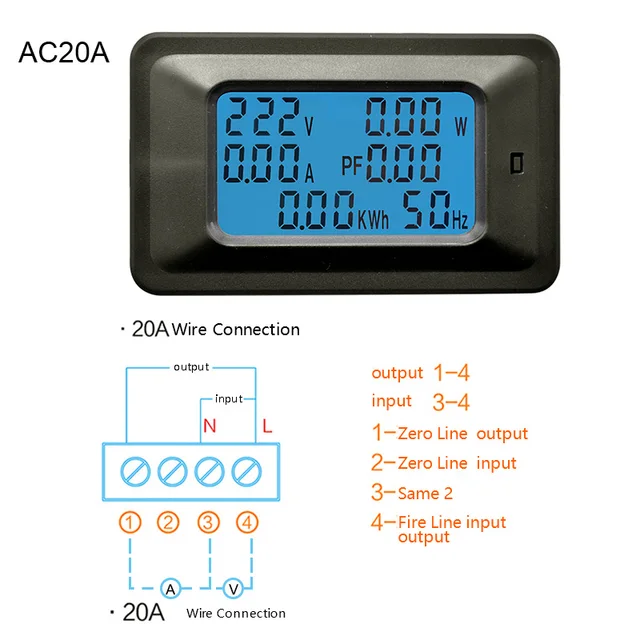 ac20a lcd panel power meter in stock