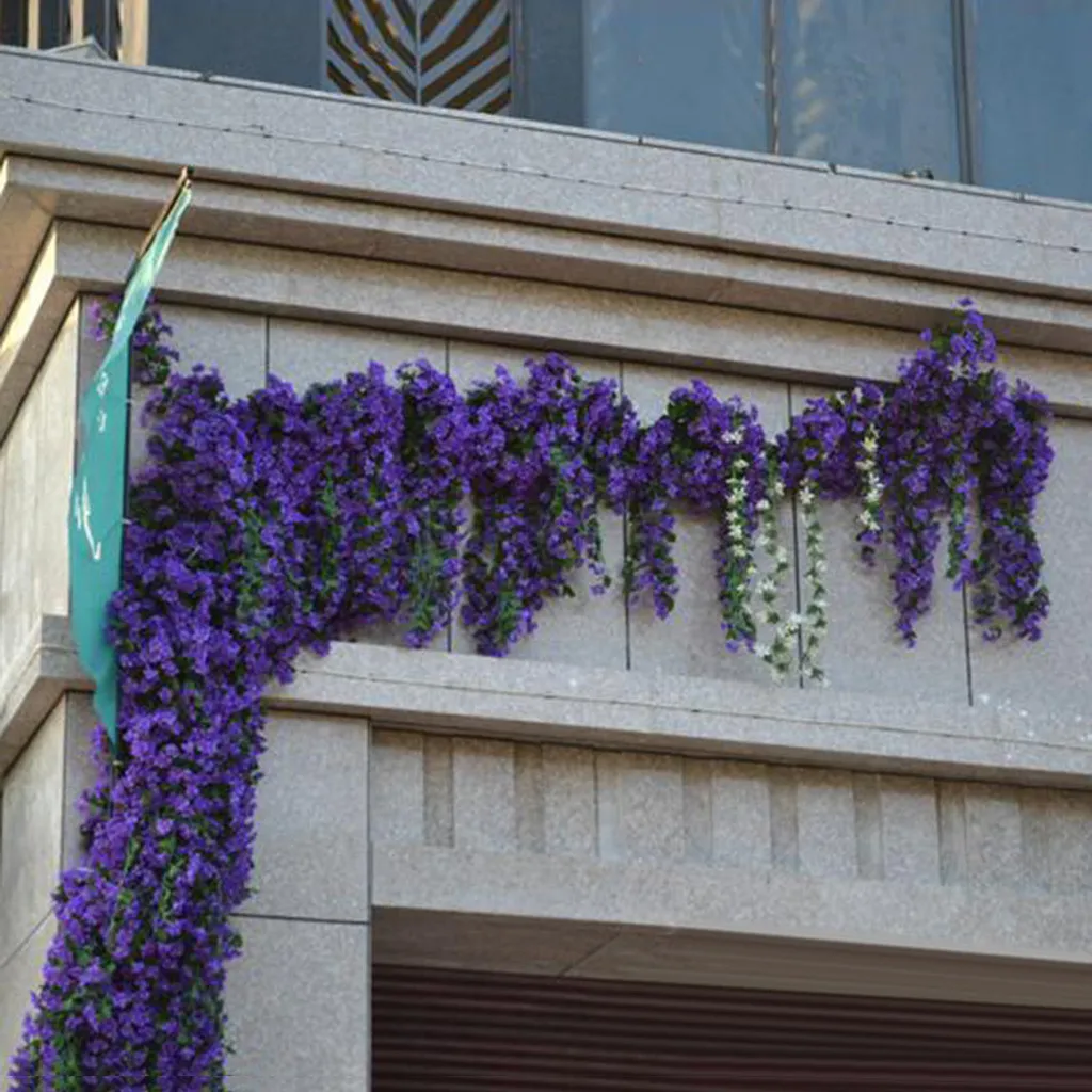 Красочные искусственные шелковые фиолетовые плюща Висячие Цветы для гирлянды настенные Висячие растения Свадебная вечеринка домашний сад балкон украшения
