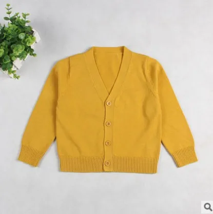 Хлопковый Детский кардиган, вязаные свитера для мальчиков, куртка, весенне-осенняя верхняя одежда для мальчиков, одежда для маленьких девочек, От 1 до 7 лет, BC371 - Цвет: jie yellow