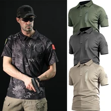 Летняя мужская тактическая футболка для охоты, для улицы, короткий рукав, страйкбол, пейнтбол, военная армейская камуфляжная рубашка, походная, Охотничья рубашка