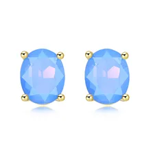 1 Pair Fashion Women Stud Earrings Inlay Opal Cutting Imitation Lady Earring Delicate Jewelry Accessories M