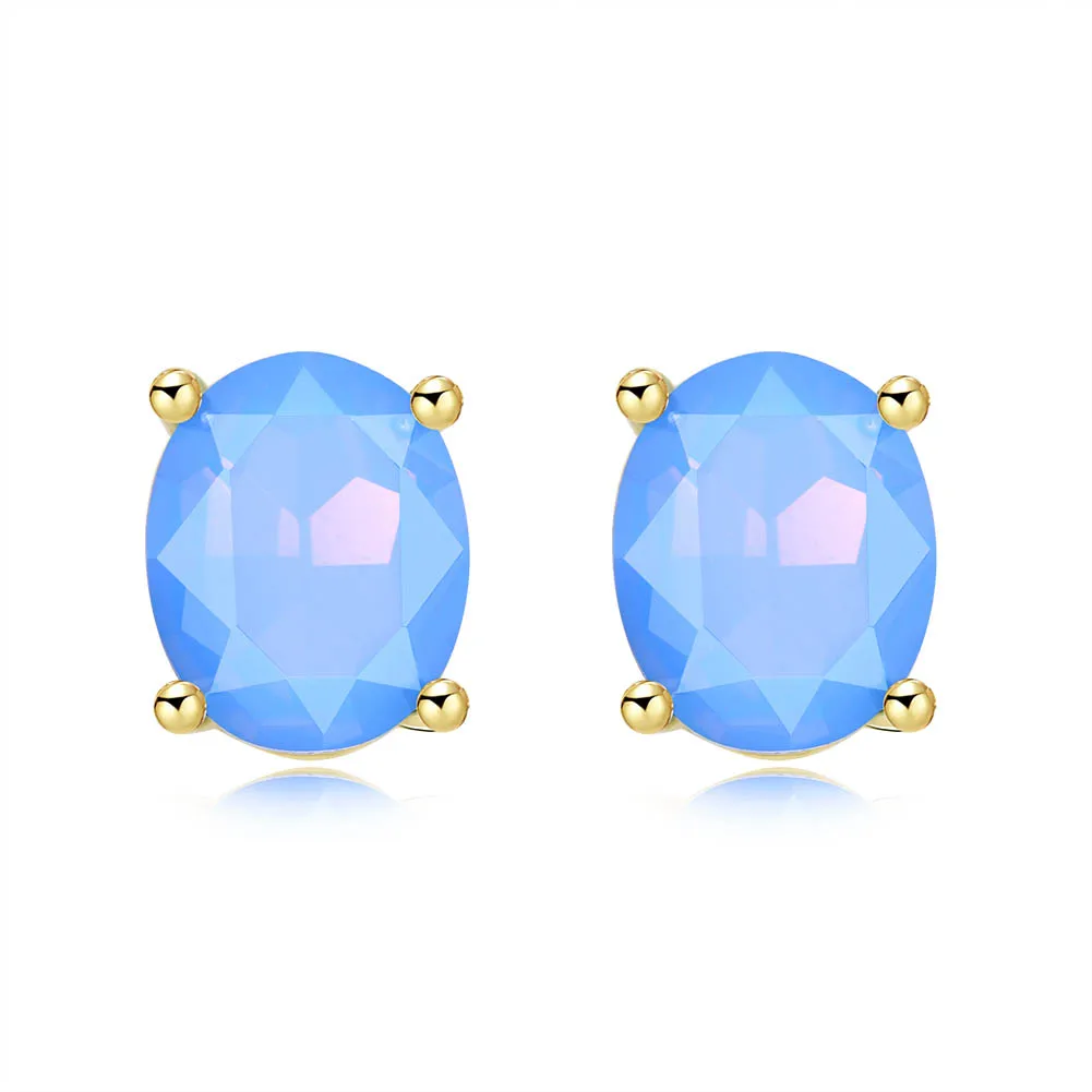 1 Pair Fashion font b Women b font Stud Earrings Inlay Opal Cutting Imitation Lady Earring