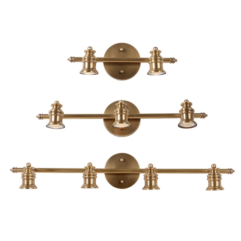 

American style wall lamps full copper lamp body 1/2/3/4 head bathroom home foyer corridor LED lamp holder wall mount sconce