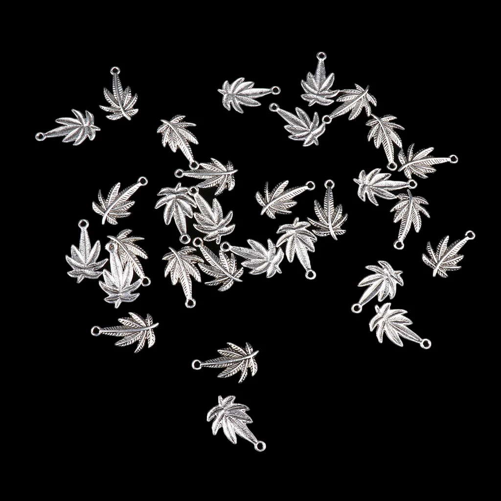 

30 Pieces Vintage Tibetan Silver Marijuana Pot Leaf Charms Pendants Jewelry DIY Makings