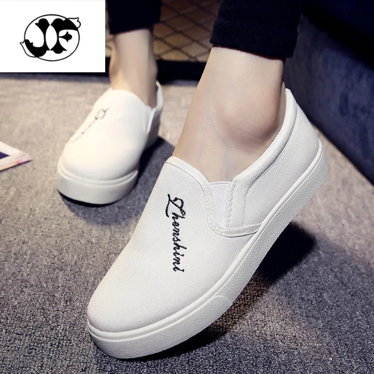 

The Spring And Summer Of 2016 Solid Pedal Lazy Slip On Shoe With Flat Round Canvas Shoes Leisure Female Students