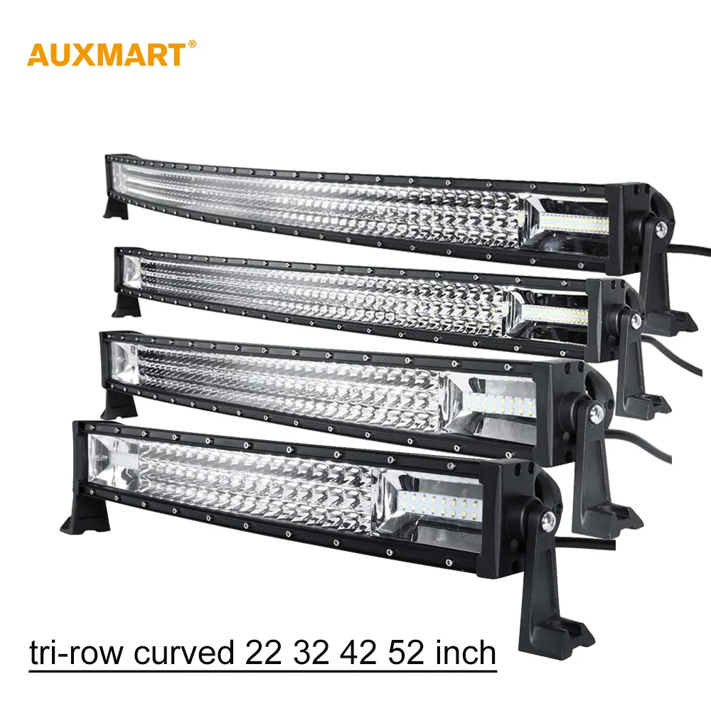 Auxmart Tri Row 22" 32" 42" 52" LED Light Bar offroad combo beam bar light truck trailer 4X4 4WD ATV SUV UTV RZV 12v 24v