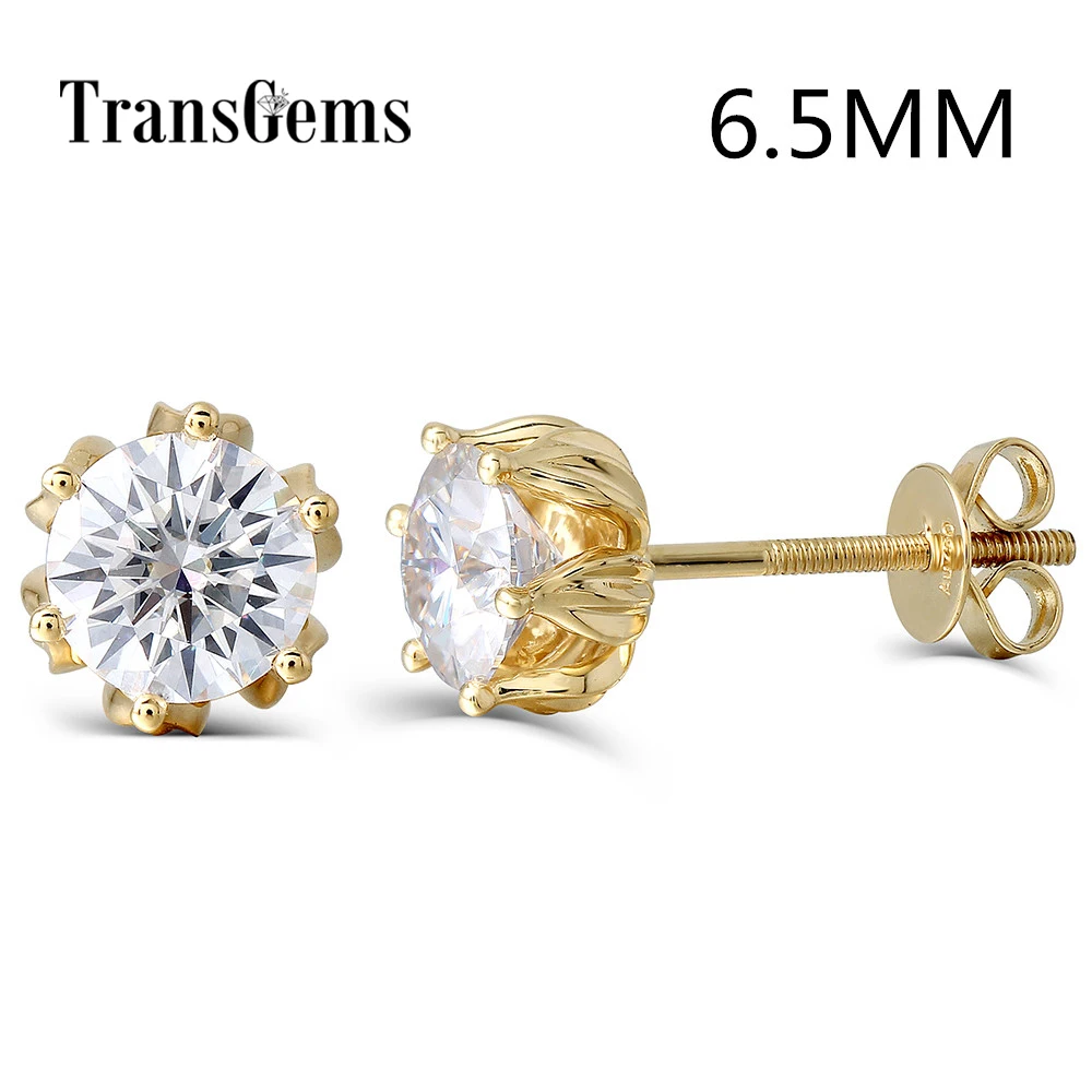 Женские серьги гвоздики с муассанитом под золото 585 пробы 14 к|stud earrings|gift giftsgift women |