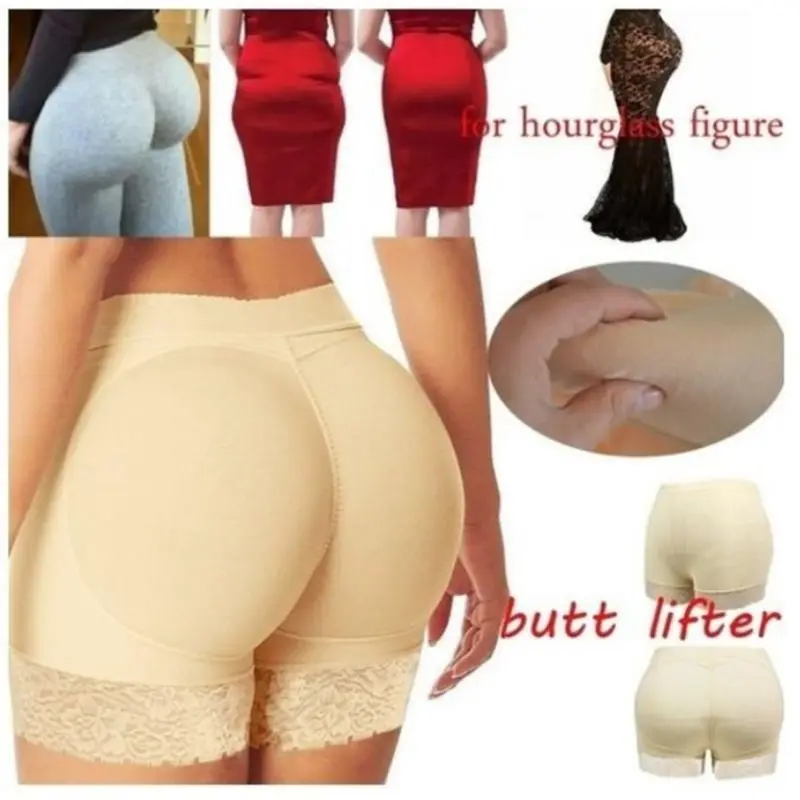 Womens Breathable Mesh Mid Rise Butt Lifter Underwear Seamless Floral Lace Trim Padded Panties Hip Enhancer Body Shaper Boyshort