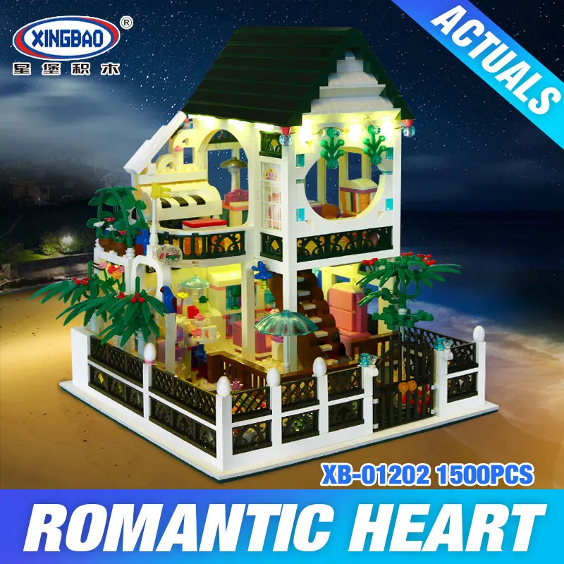 

XingBao 01202 New Romantic Heart Set with Light 1500Pcs USB Building Block Bricks Educational DIY Toy as Valentine's Day present