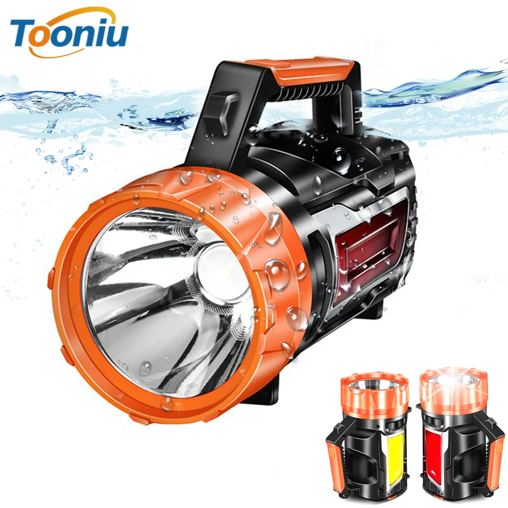  Ultra bright portable spotlight LED searchlight Flashlight With side light Built-in rechargeable ba - 33013196902