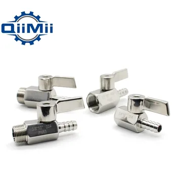 

Stainless Steel Mini Ball Valve 1/2", 3/8", 1/4", 1/8" BSP Male x Hose , Female x Hose With Reverse Stainless Steel Handle