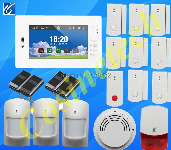 Brand new 7 inch touch screen 868MHZ home security GSM font b alarm b font system