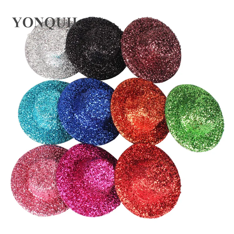 

4"(10 CM) 10 colors avaliable mini top fascinator hats blingbling children girls party hats,24 pieces/lot Free shipping MH004