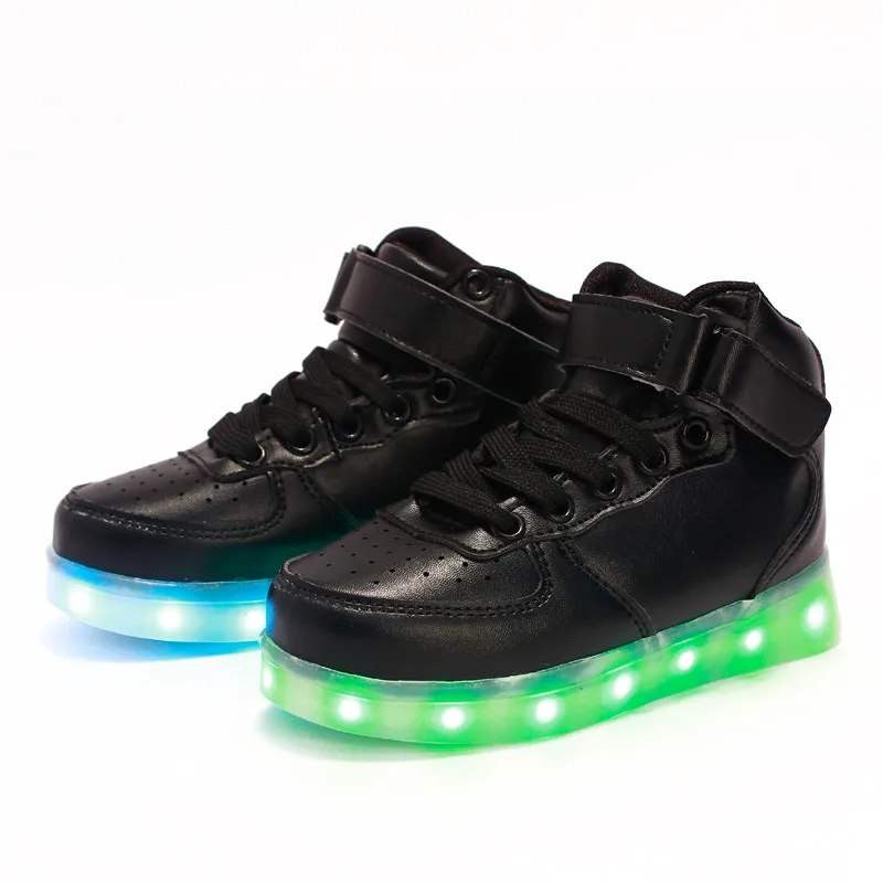 Новинка, детские спортивные туфли, модная яркая разноцветная светящаяся светодиодный огни, для мальчиков и девочек повседневная обувь на плоской подошве; размер 25-39