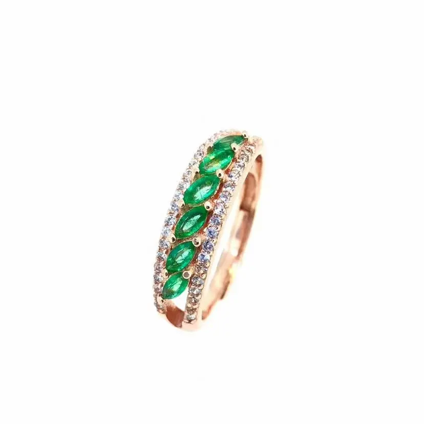 

shilovem 925 sterling silver real Natural Emerald Rings fine Jewelry women trendy wedding NEW wholesale 2*4MM yhj0204015agml