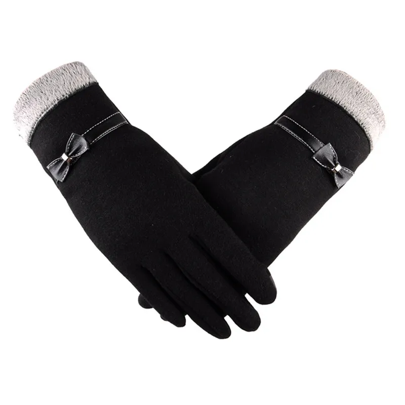 Women Fashion Bowknot Winter Warm Gloves Ski Wind Protect Hand Gloves guantes eldiven handschoenen 40FE1412