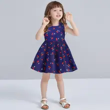 Платья с цветочным рисунком для девочек; милое хлопковое платье без рукавов для маленьких девочек; детская одежда; костюм; платья для девочек; коллекция года; сезон лето; От 2 до 11 лет