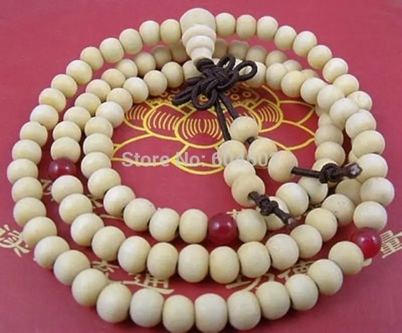 

6mm Tibetan Buddhism 108 White Sandalwood Prayer Bead Mala